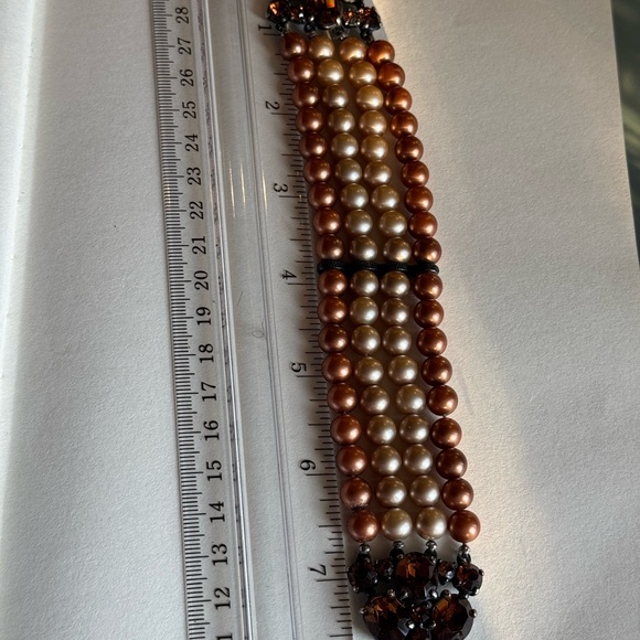 Schiarparelli Elegant Brown and Cream faux pearl Beaded vintage Bracelet